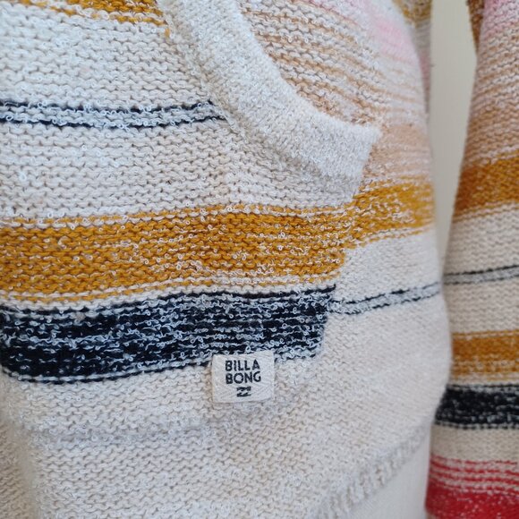 Billabong Hoodie Baja Beach Hooded Sweater Multi-Colored Stripe Womens Large - Picture 4 of 15
